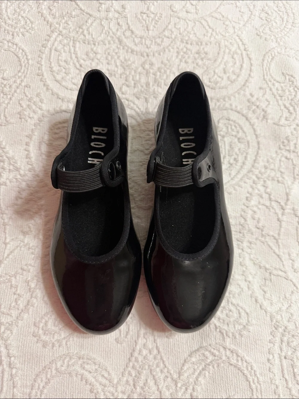 BLOCH Girls Size 12M Black Patent Tap Shoes with Mary Jane Strap
